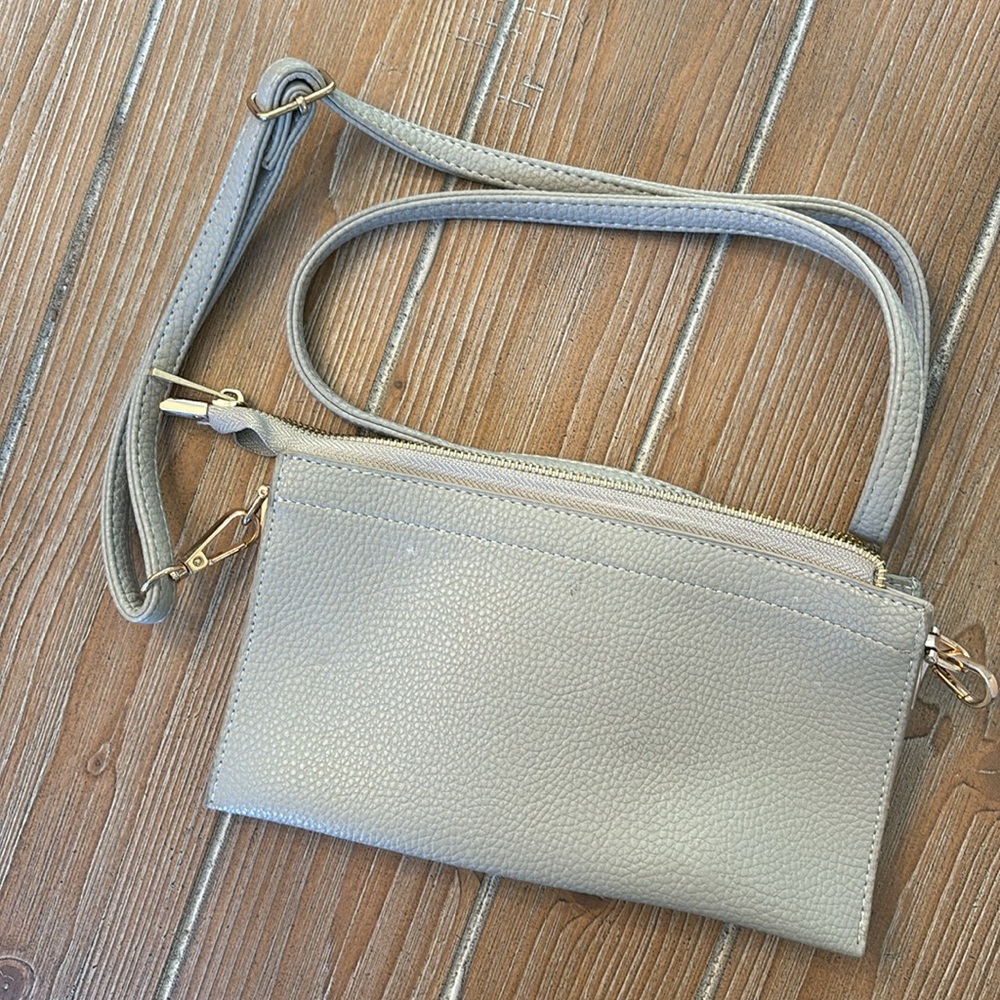 Grey Faux Leather Cross Body Bag